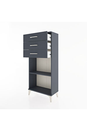 Hyperion Dolap Tek Raflı 3 Çekmeceli 60x44x134 Antrasit-Antrasit