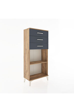 Hyperion Dolap Tek Raflı 3 Çekmeceli 60x44x134 Çam-Antrasit