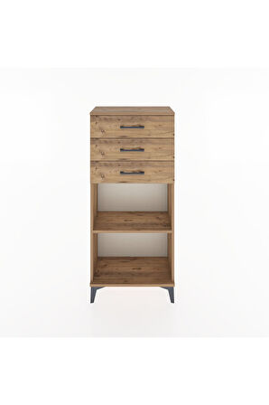 Hyperion Dolap Tek Raflı 3 Çekmeceli 60x44x134 Çam-Çam