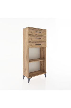 Hyperion Dolap Tek Raflı 3 Çekmeceli 60x44x134 Çam-Çam