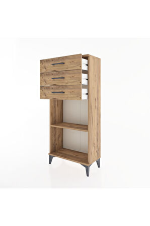 Hyperion Dolap Tek Raflı 3 Çekmeceli 60x44x134 Çam-Çam