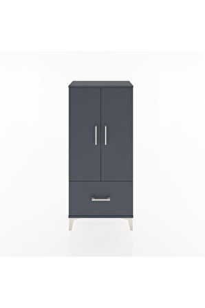 Hyperion Dolap 2 Raflı Tek Çekmeceli 2 Kapaklı 60x44x134 Antrasit-Antrasit