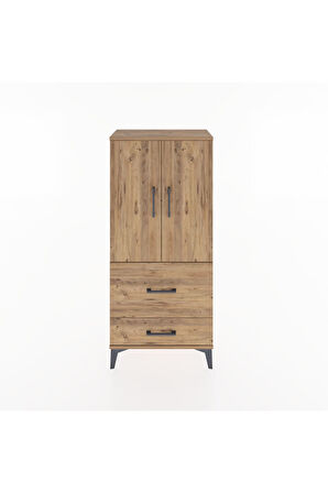 Hyperion Dolap Tek Raflı 2 Çekmeceli 2 Kapaklı 60x44x134 Çam-Çam