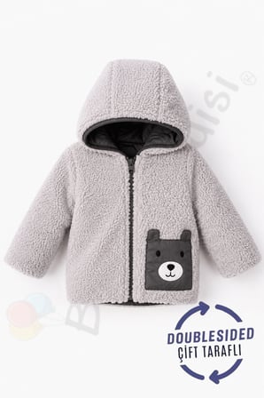 Çift Taraflı Kapüşonlu İçi Peluş Kürklü Kapitone Kalın Kar Kışlık Şişme Erkek Bebek Mont Çocuk Kaban