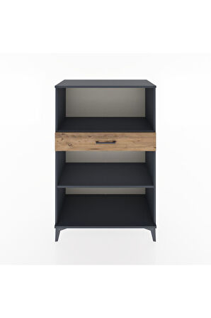 Hyperion Dolap 2 Raflı Tek Çekmeceli 88x44x134 Antrasit-Çam