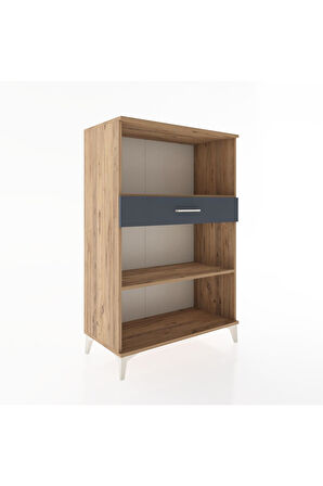 Hyperion Dolap 2 Raflı Tek Çekmeceli 88x44x134 Çam-Antrasit