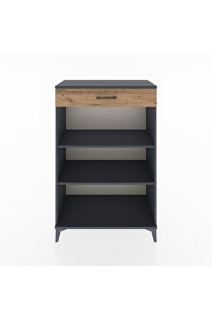 Hyperion Dolap 2 Raflı Tek Çekmeceli 88x44x134 Antrasit-Çam