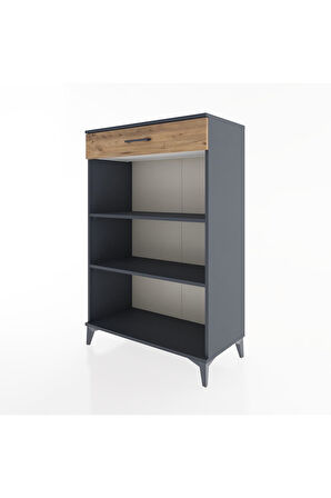 Hyperion Dolap 2 Raflı Tek Çekmeceli 88x44x134 Antrasit-Çam