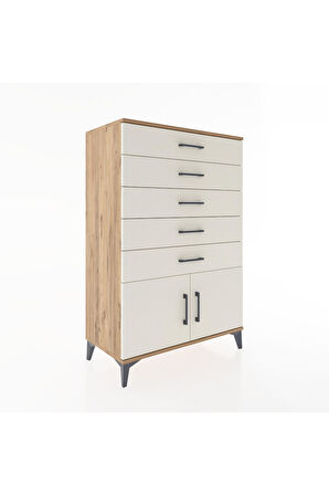 Hyperion Dolap 5 Çekmeceli 2 Kapaklı 88x44x134 Çam-Aytaşı