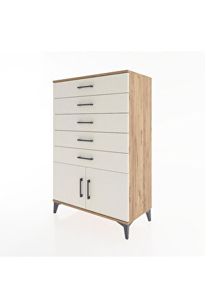 Hyperion Dolap 5 Çekmeceli 2 Kapaklı 88x44x134 Çam-Aytaşı