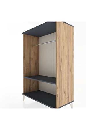 Hyperion Dolap Tek Raflı Tek Askılı 88x44x134 Çam-Antrasit