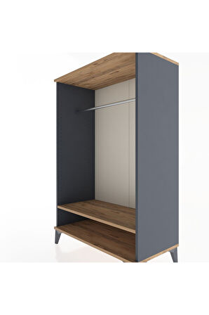 Hyperion Dolap Tek Raflı Tek Askılı 88x44x134 Antrasit-Çam