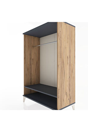 Hyperion Dolap Tek Raflı Tek Askılı 88x44x134 Çam-Antrasit