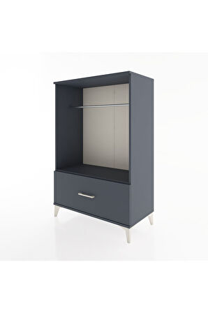 Hyperion Dolap Tek Raflı Tek Çekmeceli Tek Askılı 88x44x134 Antrasit-Antrasit