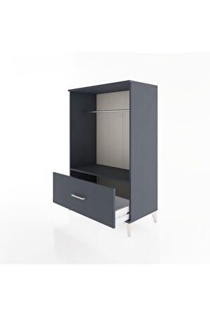 Hyperion Dolap Tek Raflı Tek Çekmeceli Tek Askılı 88x44x134 Antrasit-Antrasit