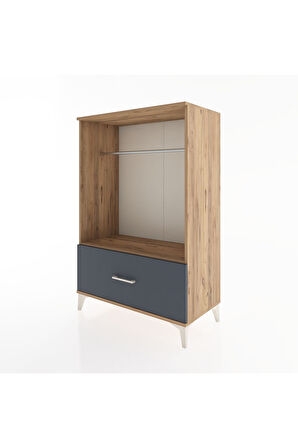 Hyperion Dolap Tek Raflı Tek Çekmeceli Tek Askılı 88x44x134 Çam-Antrasit