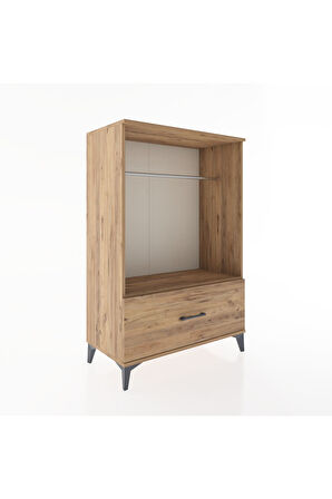 Hyperion Dolap Tek Raflı Tek Çekmeceli Tek Askılı 88x44x134 Çam-Çam