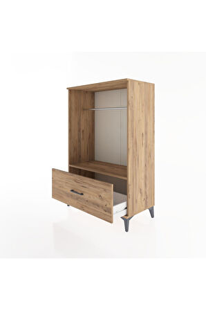 Hyperion Dolap Tek Raflı Tek Çekmeceli Tek Askılı 88x44x134 Çam-Çam