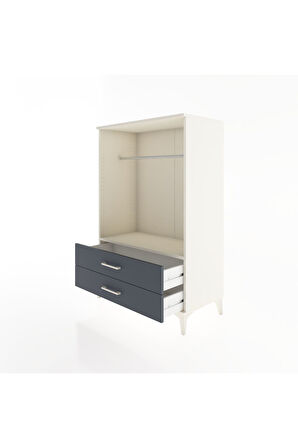 Hyperion Dolap Tek Raflı 2 Çekmeceli Tek Askılı 88x44x134 Aytaşı-Antrasit