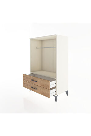 Hyperion Dolap Tek Raflı 2 Çekmeceli Tek Askılı 88x44x134 Aytaşı-Çam