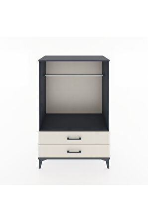 Hyperion Dolap Tek Raflı 2 Çekmeceli Tek Askılı 88x44x134 Antrasit-Aytaşı