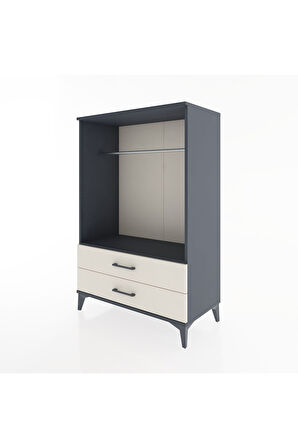 Hyperion Dolap Tek Raflı 2 Çekmeceli Tek Askılı 88x44x134 Antrasit-Aytaşı