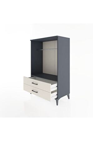Hyperion Dolap Tek Raflı 2 Çekmeceli Tek Askılı 88x44x134 Antrasit-Aytaşı