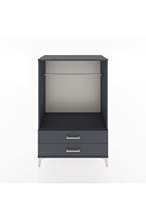 Hyperion Dolap Tek Raflı 2 Çekmeceli Tek Askılı 88x44x134 Antrasit-Antrasit
