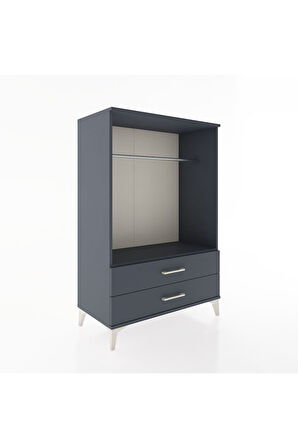 Hyperion Dolap Tek Raflı 2 Çekmeceli Tek Askılı 88x44x134 Antrasit-Antrasit