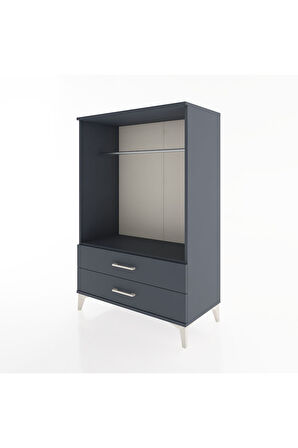 Hyperion Dolap Tek Raflı 2 Çekmeceli Tek Askılı 88x44x134 Antrasit-Antrasit