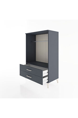 Hyperion Dolap Tek Raflı 2 Çekmeceli Tek Askılı 88x44x134 Antrasit-Antrasit