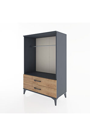 Hyperion Dolap Tek Raflı 2 Çekmeceli Tek Askılı 88x44x134 Antrasit-Çam