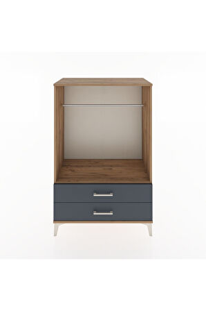 Hyperion Dolap Tek Raflı 2 Çekmeceli Tek Askılı 88x44x134 Çam-Antrasit