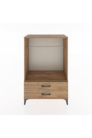 Hyperion Dolap Tek Raflı 2 Çekmeceli Tek Askılı 88x44x134 Çam-Çam