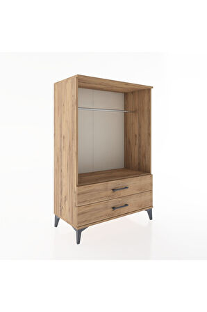 Hyperion Dolap Tek Raflı 2 Çekmeceli Tek Askılı 88x44x134 Çam-Çam