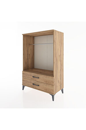 Hyperion Dolap Tek Raflı 2 Çekmeceli Tek Askılı 88x44x134 Çam-Çam