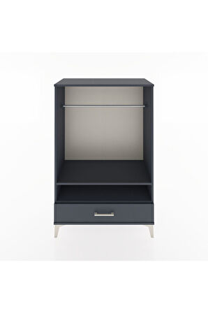 Hyperion Dolap 2 Raflı Tek Çekmeceli Tek Askılı 88x44x134 Antrasit-Antrasit