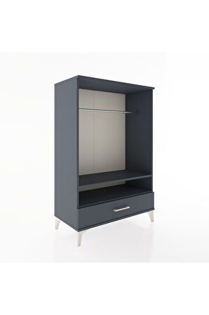 Hyperion Dolap 2 Raflı Tek Çekmeceli Tek Askılı 88x44x134 Antrasit-Antrasit