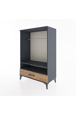 Hyperion Dolap 2 Raflı Tek Çekmeceli Tek Askılı 88x44x134 Antrasit-Çam