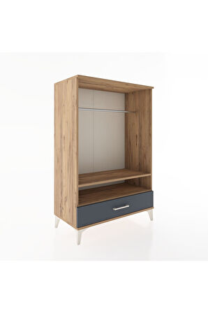 Hyperion Dolap 2 Raflı Tek Çekmeceli Tek Askılı 88x44x134 Çam-Antrasit