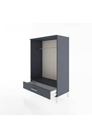 Hyperion Dolap Tek Raflı Tek Çekmeceli Tek Askılı 88x44x134 Antrasit-Antrasit