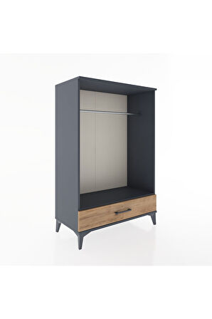 Hyperion Dolap Tek Raflı Tek Çekmeceli Tek Askılı 88x44x134 Antrasit-Çam