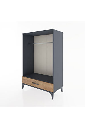 Hyperion Dolap Tek Raflı Tek Çekmeceli Tek Askılı 88x44x134 Antrasit-Çam