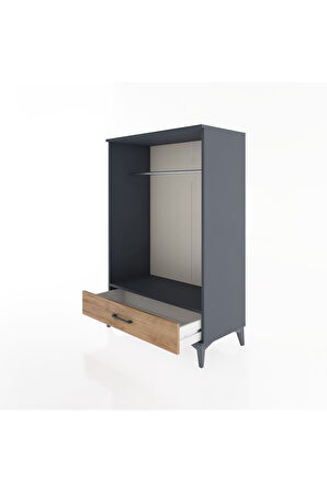 Hyperion Dolap Tek Raflı Tek Çekmeceli Tek Askılı 88x44x134 Antrasit-Çam