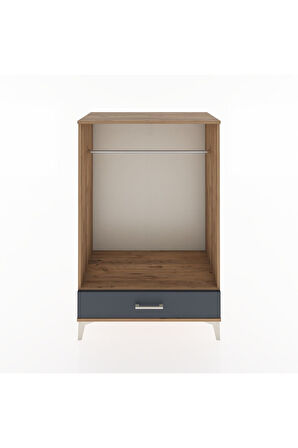 Hyperion Dolap Tek Raflı Tek Çekmeceli Tek Askılı 88x44x134 Çam-Antrasit