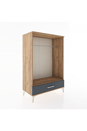 Hyperion Dolap Tek Raflı Tek Çekmeceli Tek Askılı 88x44x134 Çam-Antrasit
