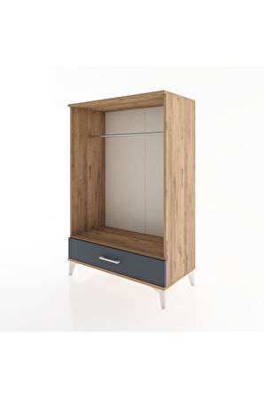 Hyperion Dolap Tek Raflı Tek Çekmeceli Tek Askılı 88x44x134 Çam-Antrasit