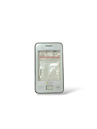 Samsung S5220 Kasa Samsung S5222 Star 3 Uyumlu Beyaz Renk Orta Kasa Ön Arka Kapak Tuş Takımı 