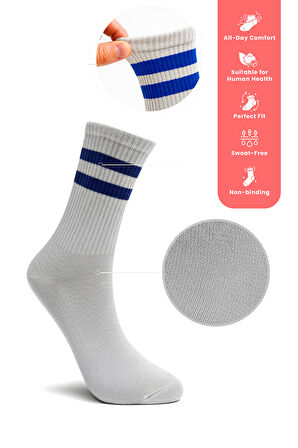 3'lü Pamuk Erkek Tenis Çorap Seti - Çizgili Desenli Tenis Çorap