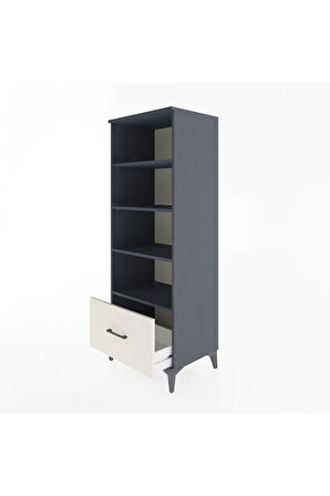 Hyperion Dolap 4 Raflı Tek Çekmeceli 60x44x163 Antrasit-Aytaşı